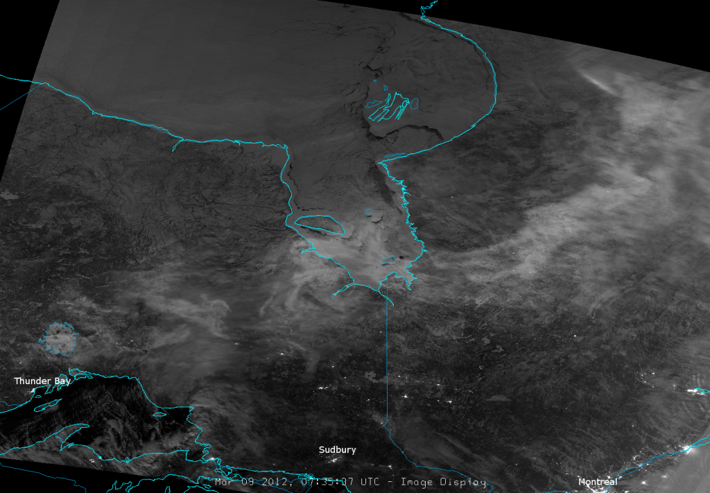 VIIRS DNB image taken at 7:35 UTC, 9 March 2012
