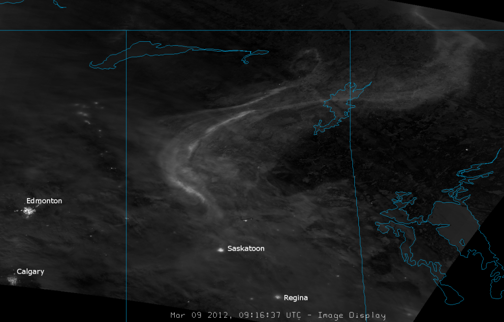 VIIRS DNB image, 9:16 UTC 9 March 2012