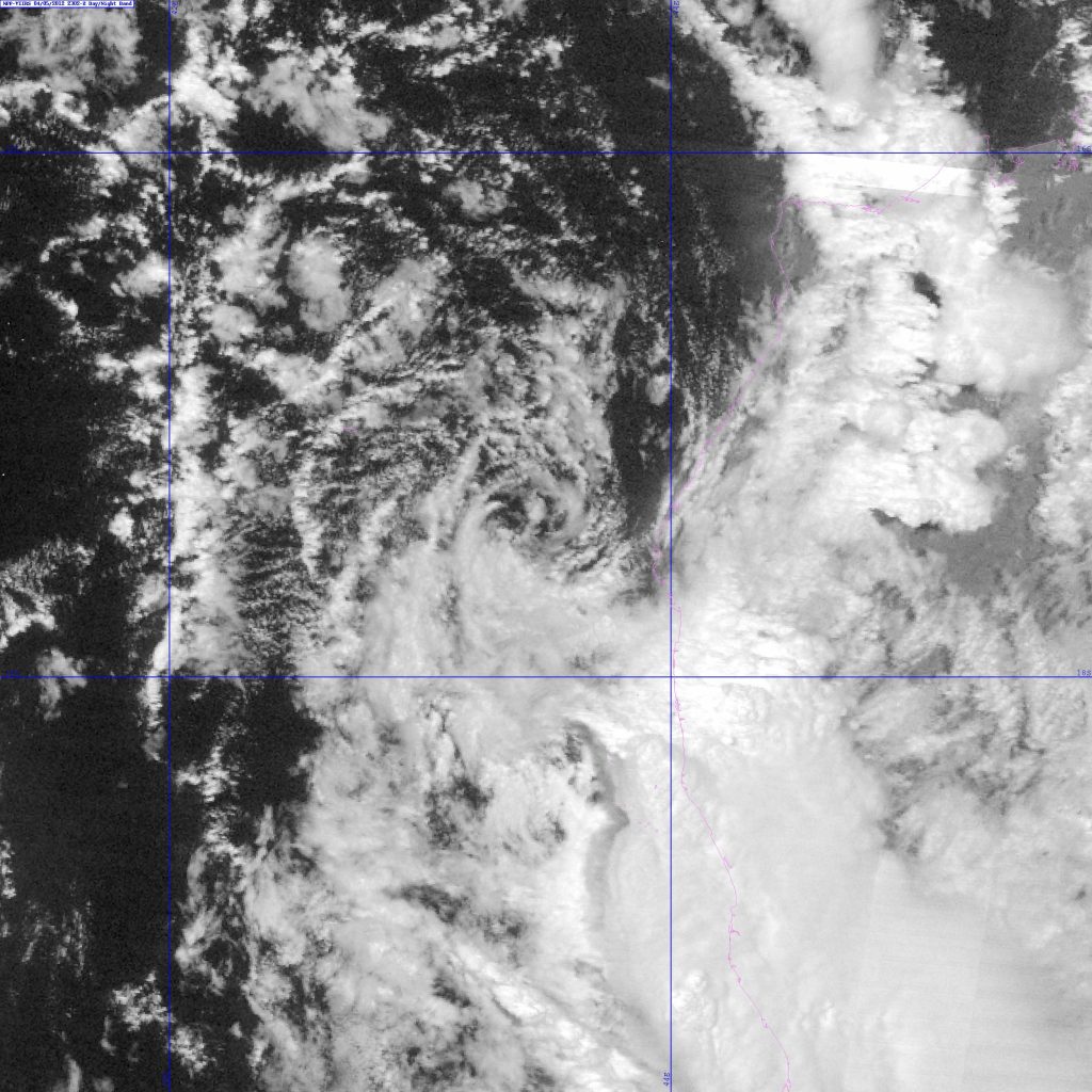 Zoomed-in image of Invest 97S from the VIIRS DNB taken at 23:02 UTC, 5 April 2012