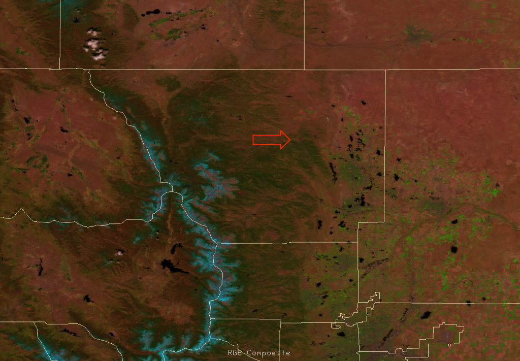 False color RGB composite of VIIRS channels I-01, I-02 and I-03, 20:05 UTC 14 May 2012