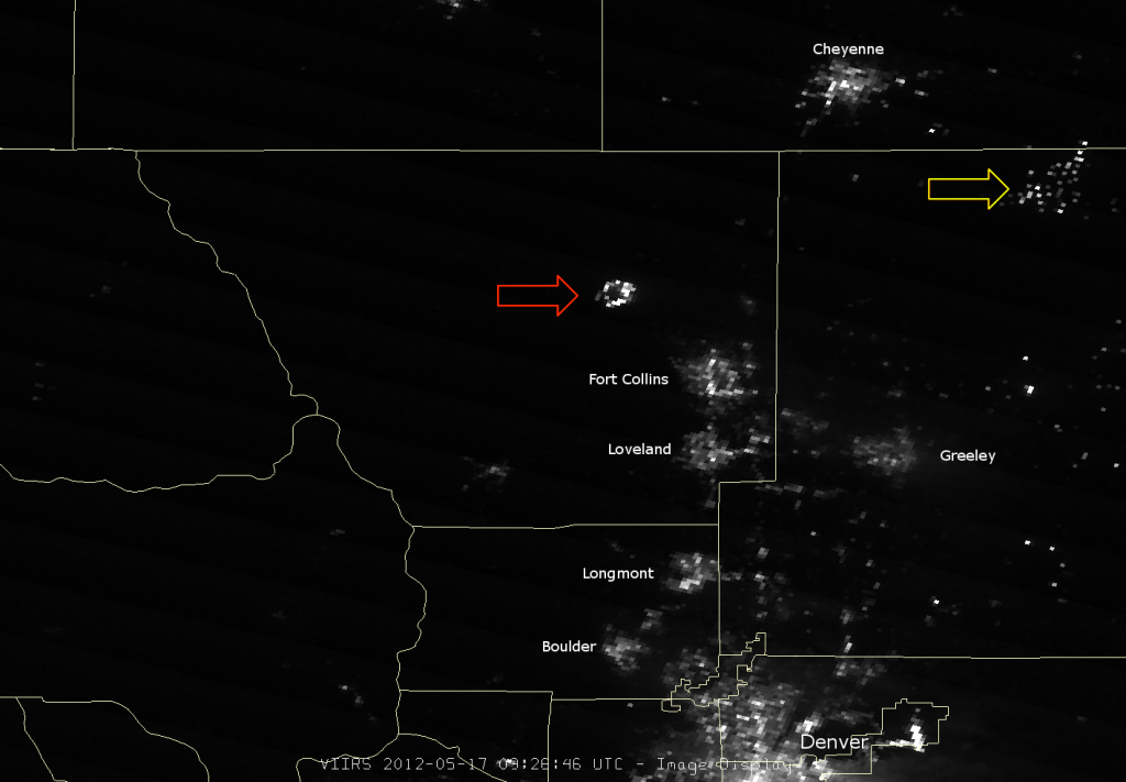 Day/Night Band image of the Hewlett Fire, 09:26 UTC 17 May 2012
