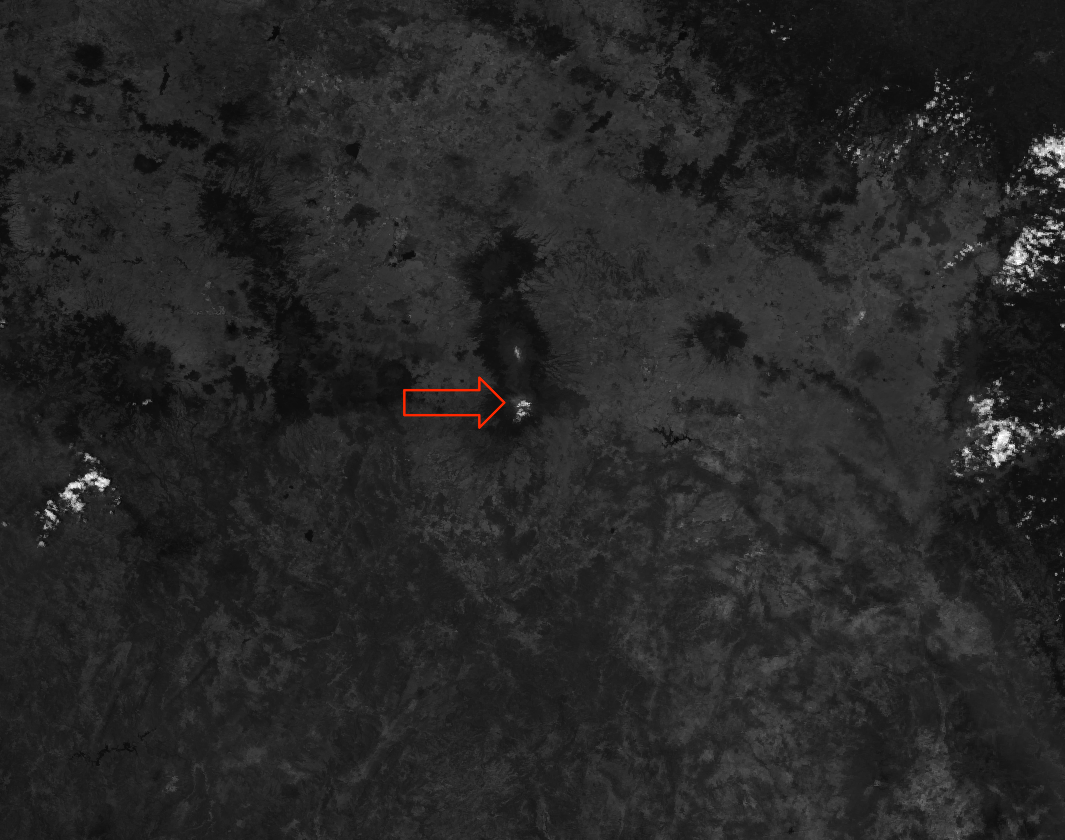 VIIRS I-01 image of Popocatépetl taken at 19:53 UTC 23 April 2012