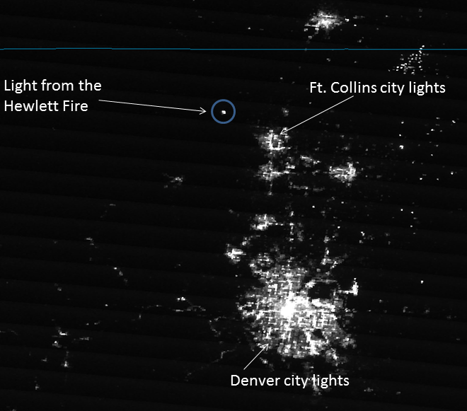 Day/Night Band image of the Hewlett Fire, 08:25 UTC 15 May 2012