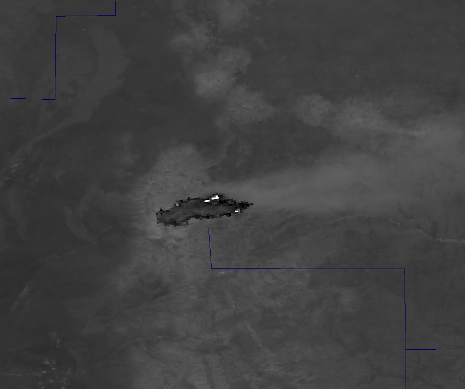 Channel I-04 image of the Little Bear Fire from VIIRS taken 20:16 UTC 9 June 2012