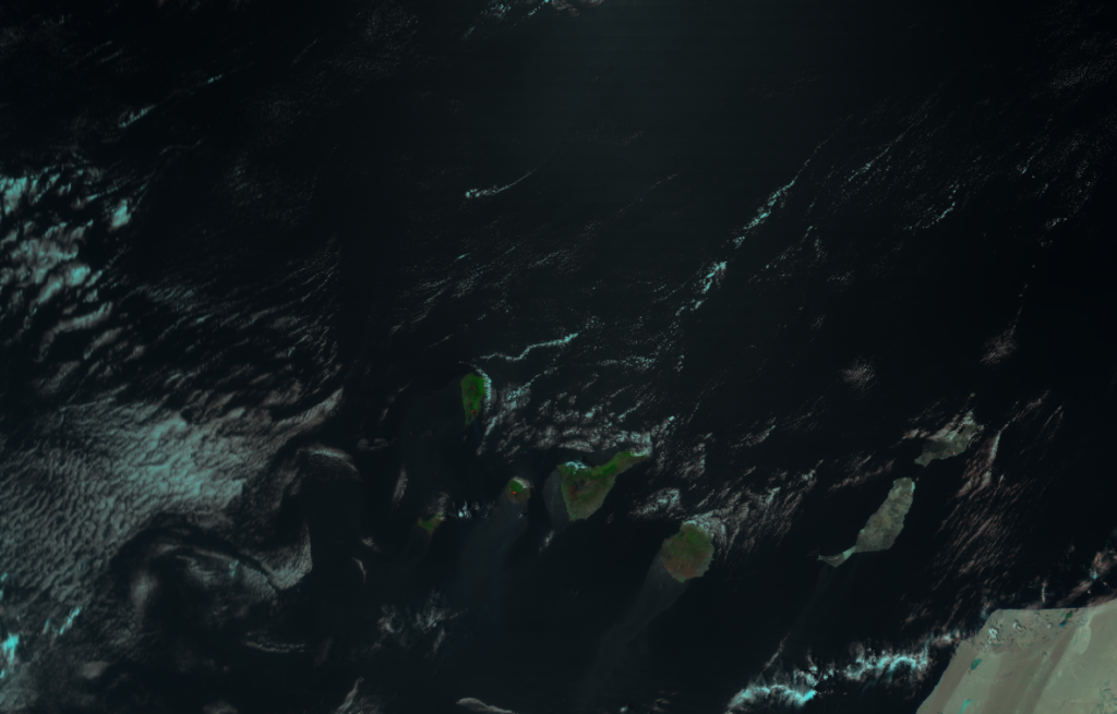 VIIRS RGB composite of channels M-5, M-7 and M-11, taken 14:01 UTC 5 August 2012