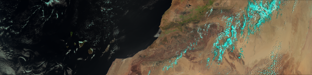 VIIRS false color RGB composite of channels I-01, I-02 and I-03, taken 13:42 UTC 6 August 2012