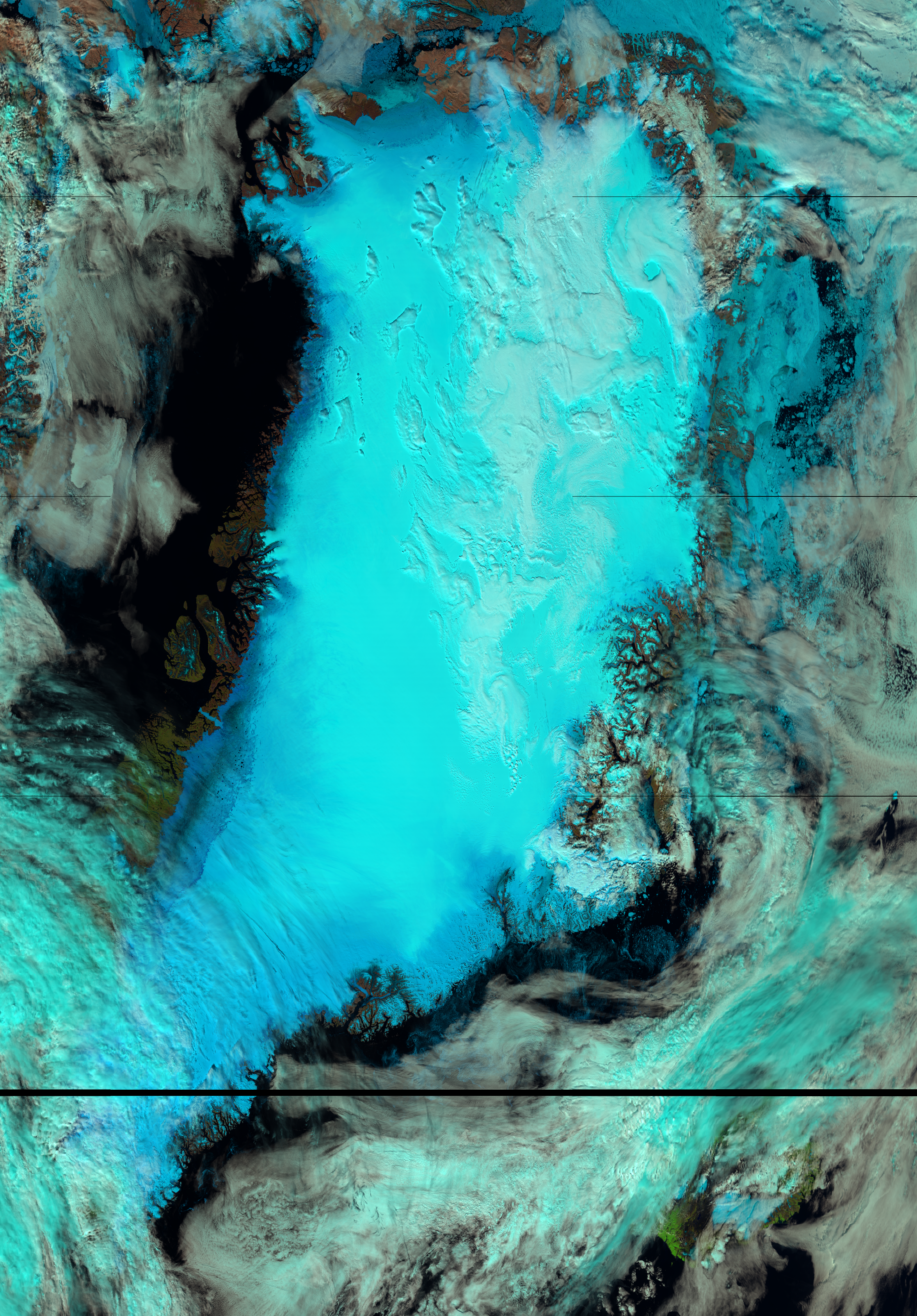 False color RGB composite of VIIRS channels I-01, I-02 and I-03, taken 14:35 UTC 8 July 2012