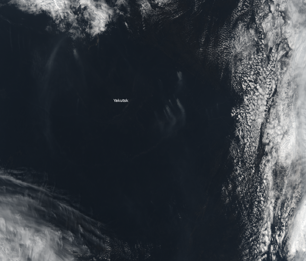 False color RGB composite of VIIRS channels M-1, M-2 and M-3, taken 03:22 UTC 7 August 2012