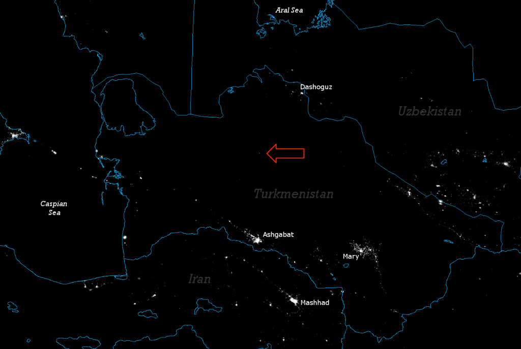 VIIRS Day/Night Band image of Turkmenistan, taken 22:26 UTC 13 September 2012