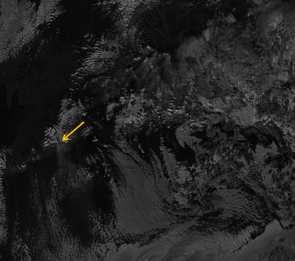 VIIRS channel difference image between M-12 and M-15 from 22:23 UTC 30 October 2012