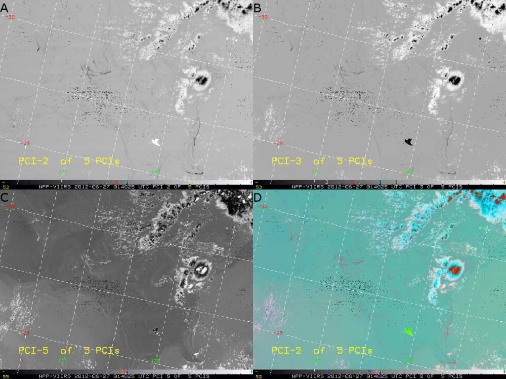 PCI Analysis of the 5 VIIRS I-band channels from 01:40 UTC 27 August 2012