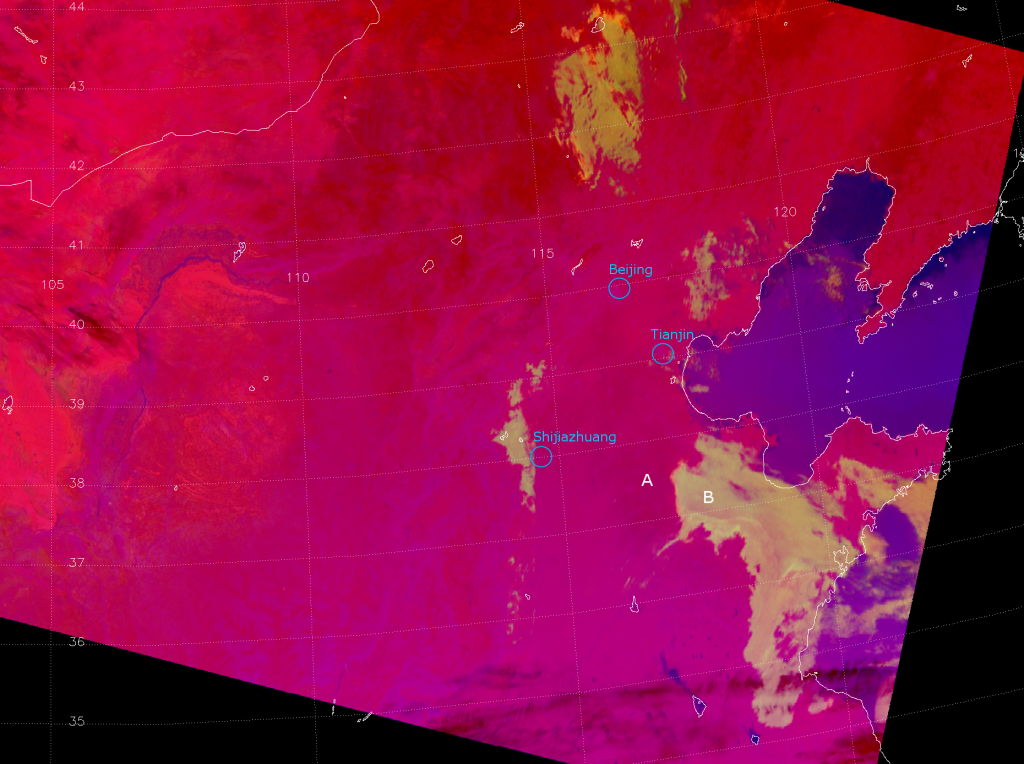 The EUMETSAT Nighttime Microphysics/Fog RGB applied to VIIRS, valid 18:50 UTC 25 January 2013