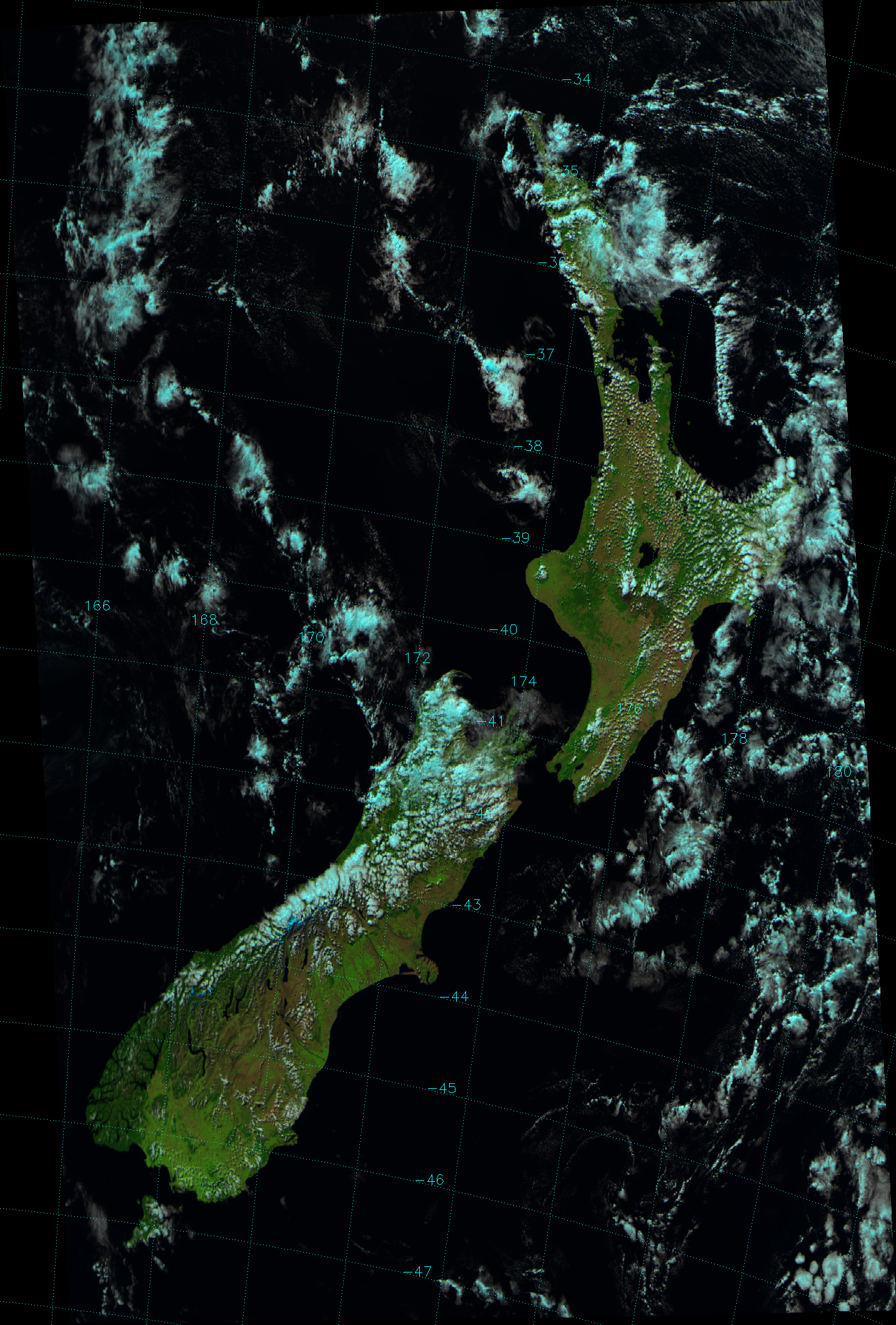 False color composite of VIIRS channels M-05, M-07 and M-10, taken 02:15 UTC 21 March 2012