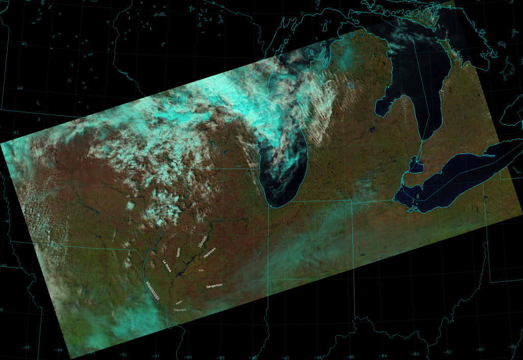 VIIRS false color composite of channels I-01, I-02 and I-03, taken 18:13 UTC 21 April 2013