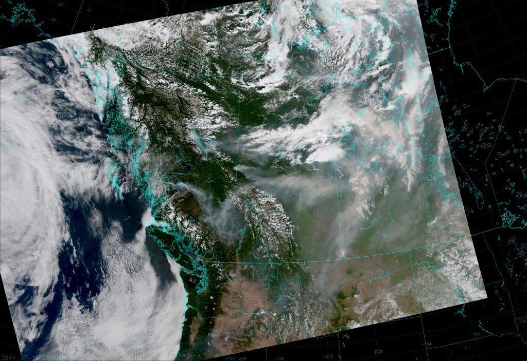 VIIRS True Color RGB composite of channels M-3, M-4 and M-5, taken 20:48 UTC 16 July 2014