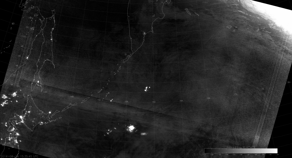 VIIRS Day/Night Band image from 15:35 UTC 24 August 2014.