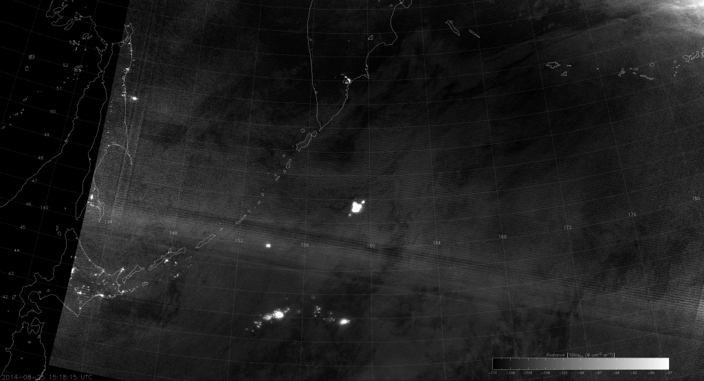 VIIRS DNB image from 15:18 UTC 25 August 2014