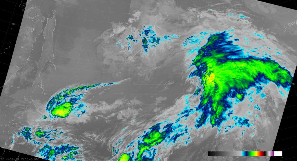 VIIRS M-15 image from 15:35 UTC 24 August 2014