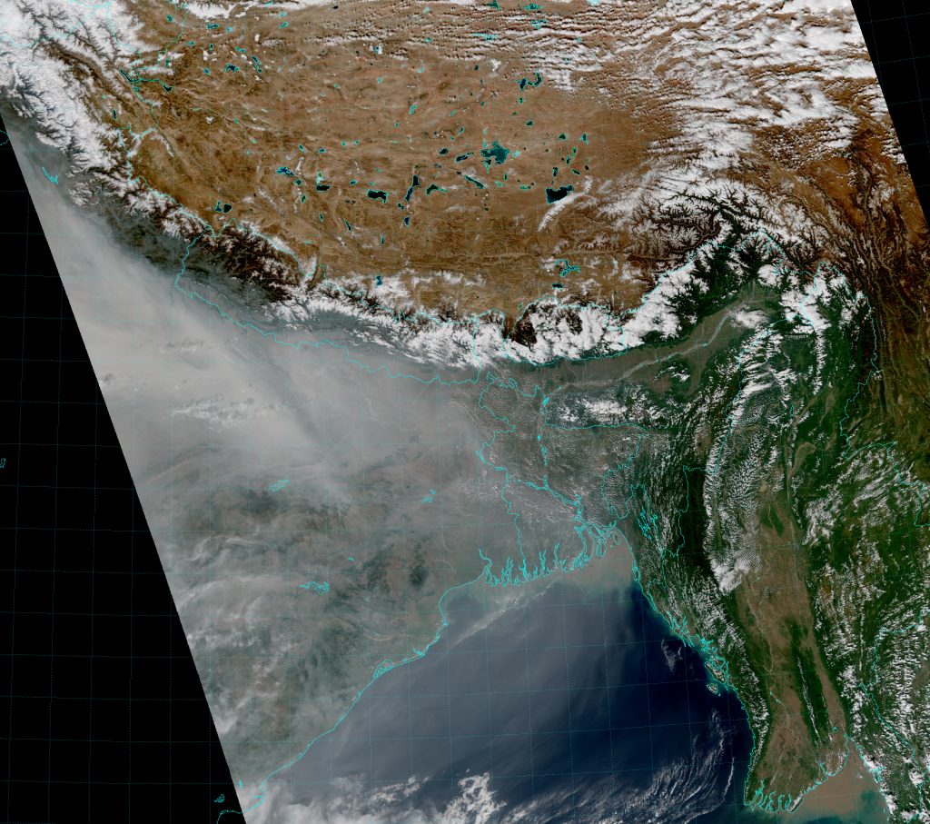 VIIRS True Color RGB composite of channels M-3, M-4 and M-5 (06:50 UTC 14 November 2015)