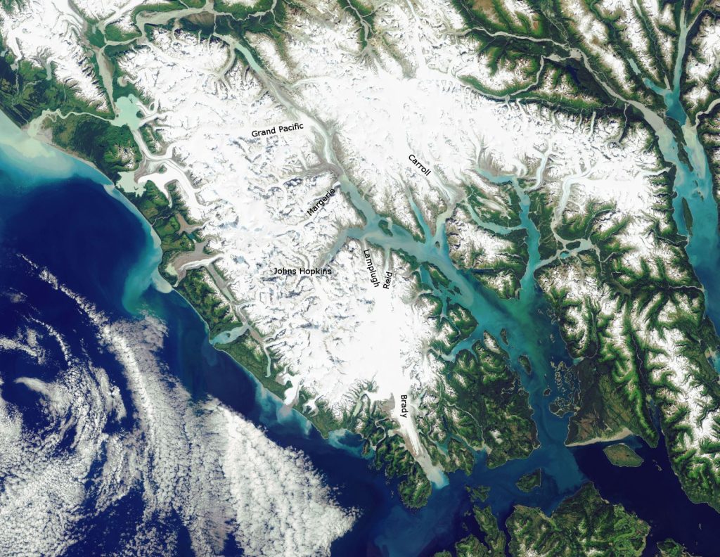 Glacier Bay National Park as viewed by Landsat (courtesy US National Park Service)