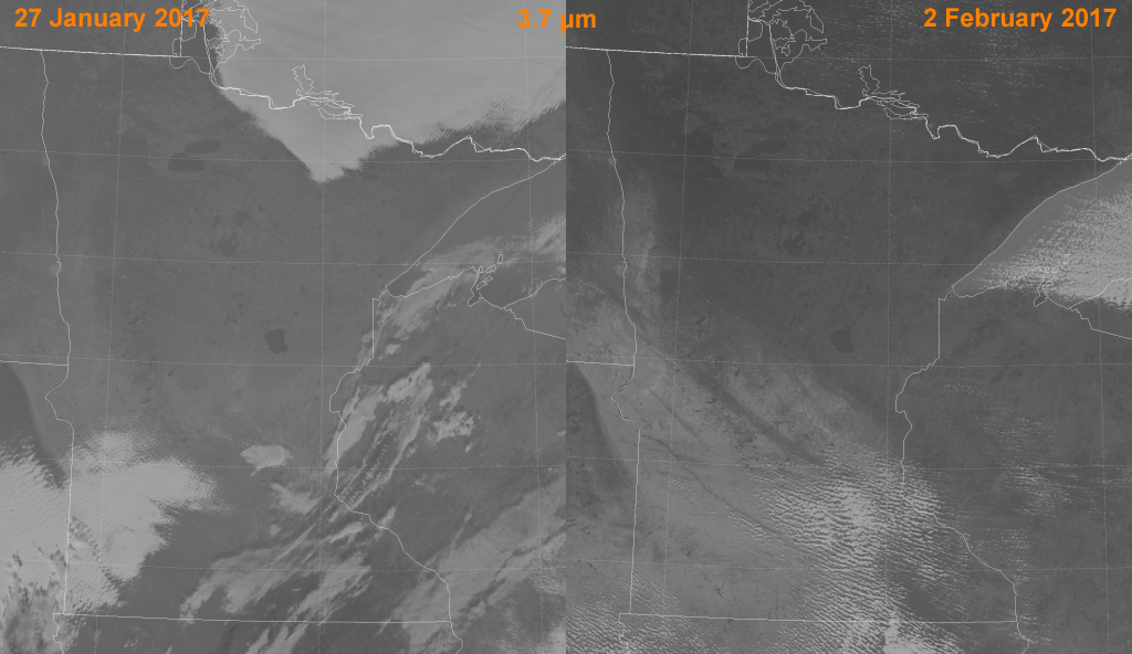 Comparison of VIIRS high-resolution mid-wave IR (I-4) images