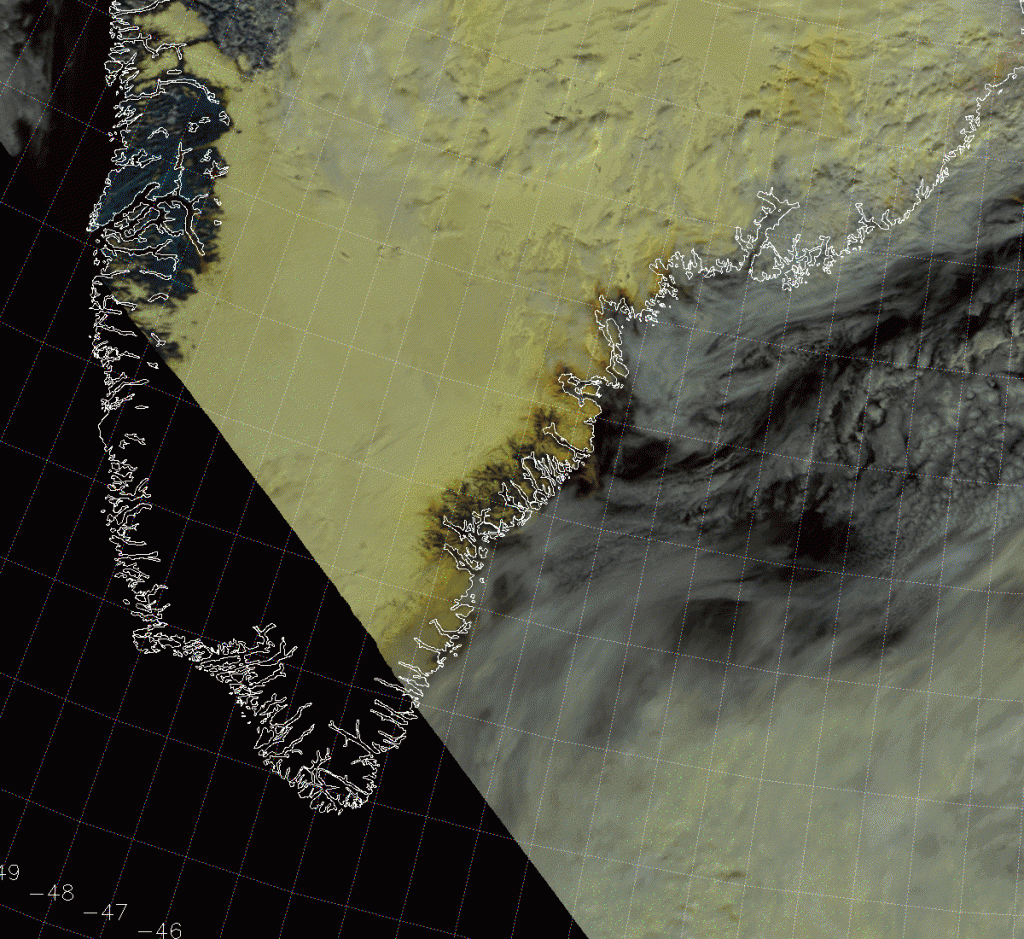 Animation of VIIRS RGB composite using channels, M-8, M-7 and M-5 (17 July - 3 August 2017)*