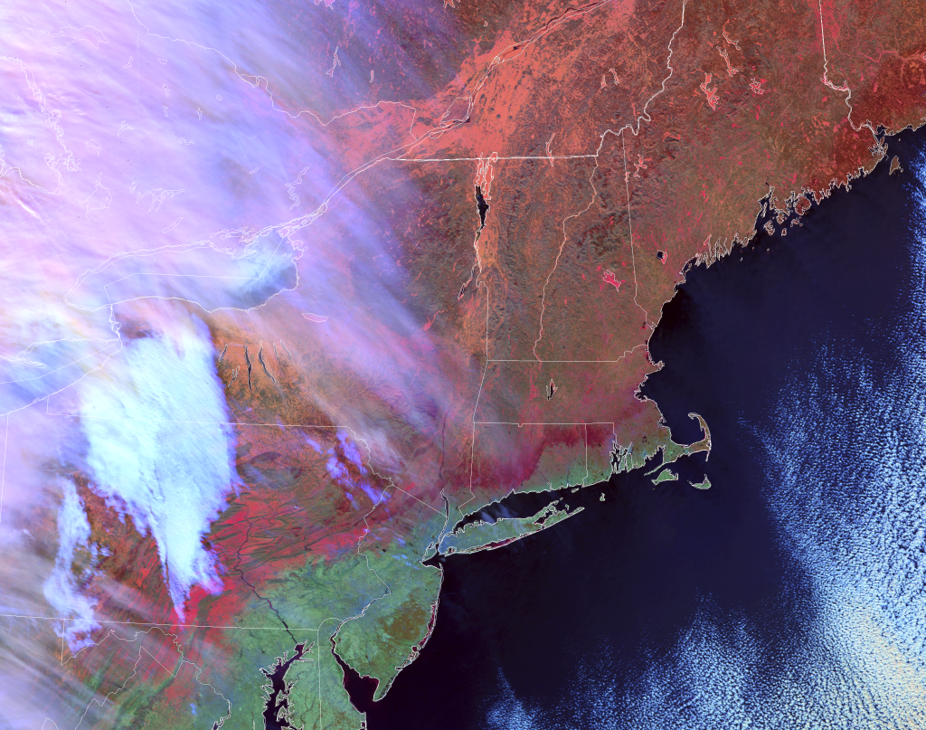 VIIRS Day Snow/Fog RGB composite of channels (I-5 - I-4), I-3 and I-2 from NOAA-20 (17:09 UTC, 22 January 2019)