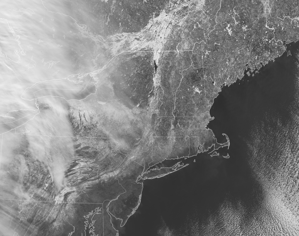 VIIRS high-resolution visible channel, I-1, from NOAA-20 (17:09 UTC, 22 January 2019)