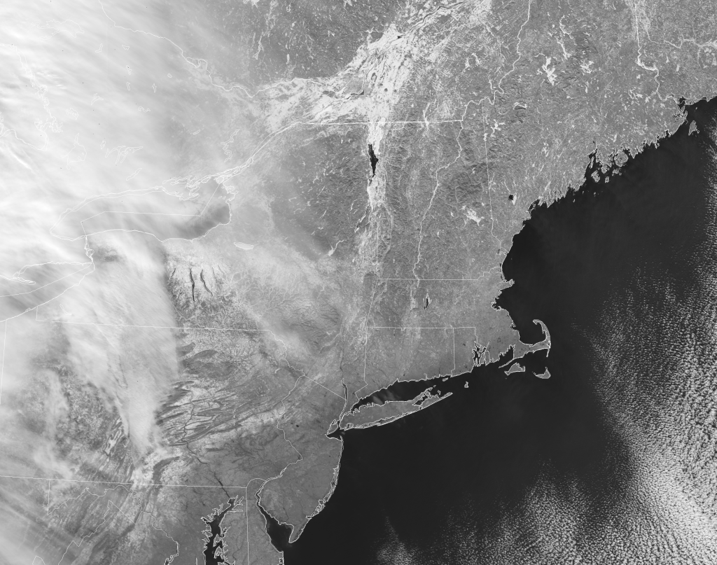 VIIRS high-resolution "veggie" channel, I-2, from NOAA-20 (17:09 UTC, 22 January 2019)