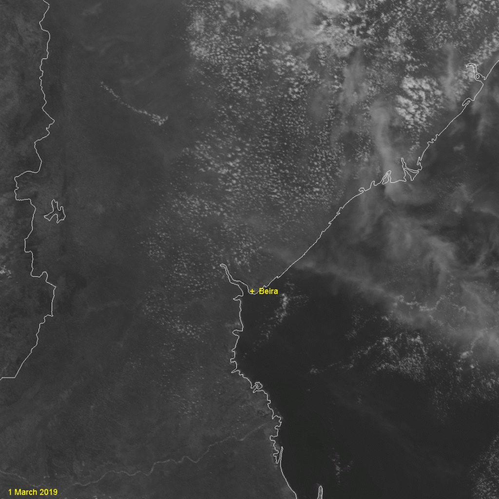 Comparison of NOAA-20 channel I-1 images from 1 March and 25 March 2019