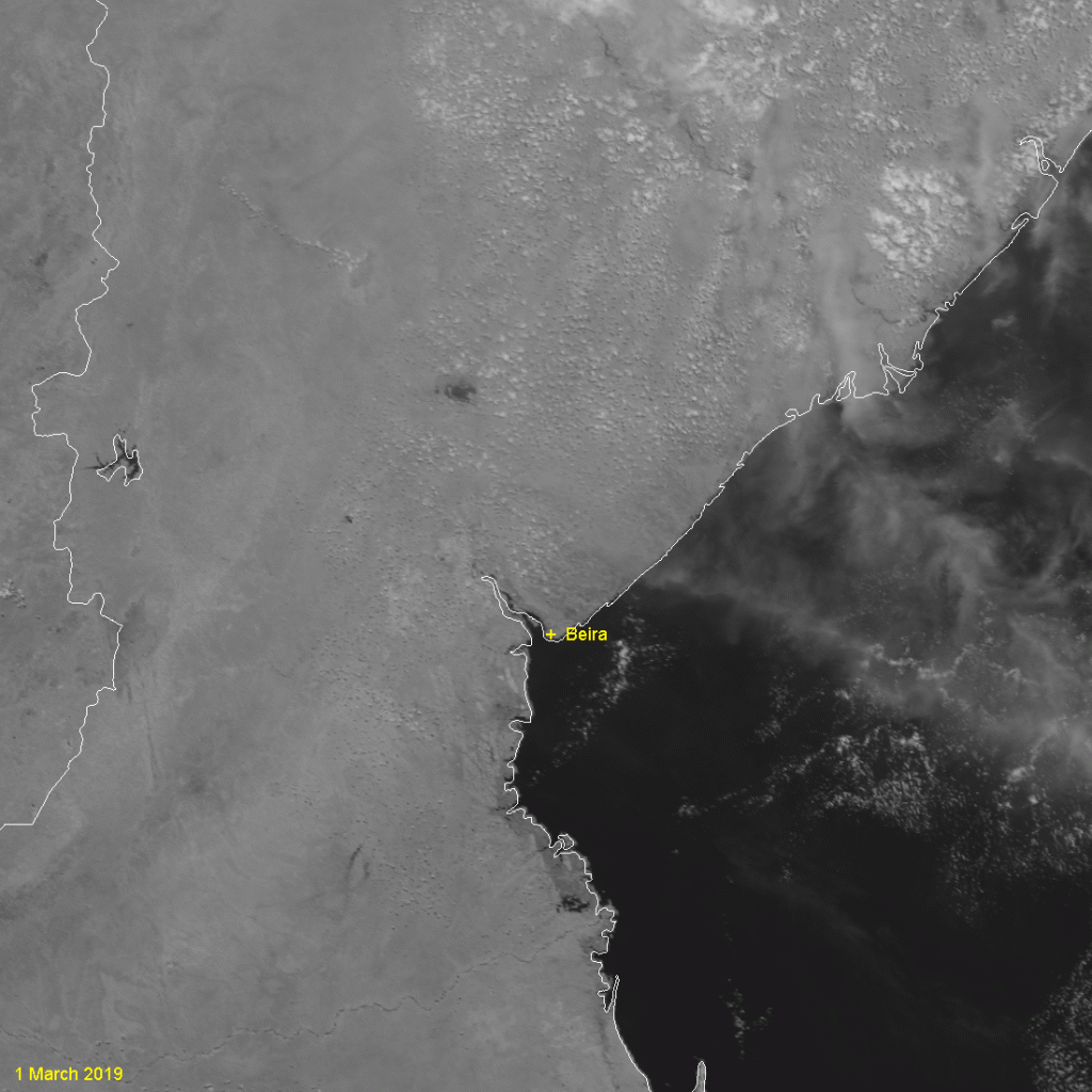 Comparison of NOAA-20 channel I-2 images from 1 March and 25 March 2019