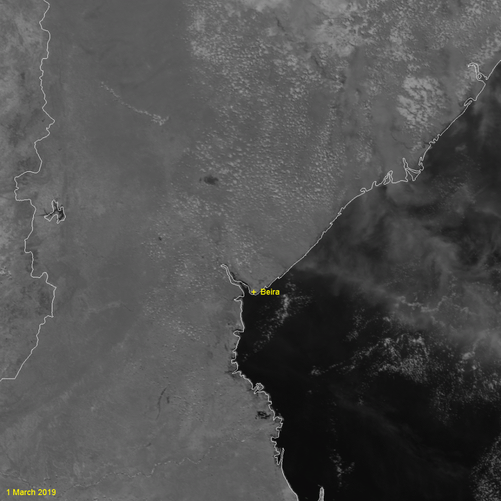 Comparison of NOAA-20 channel I-3 images from 1 March and 25 March 2019