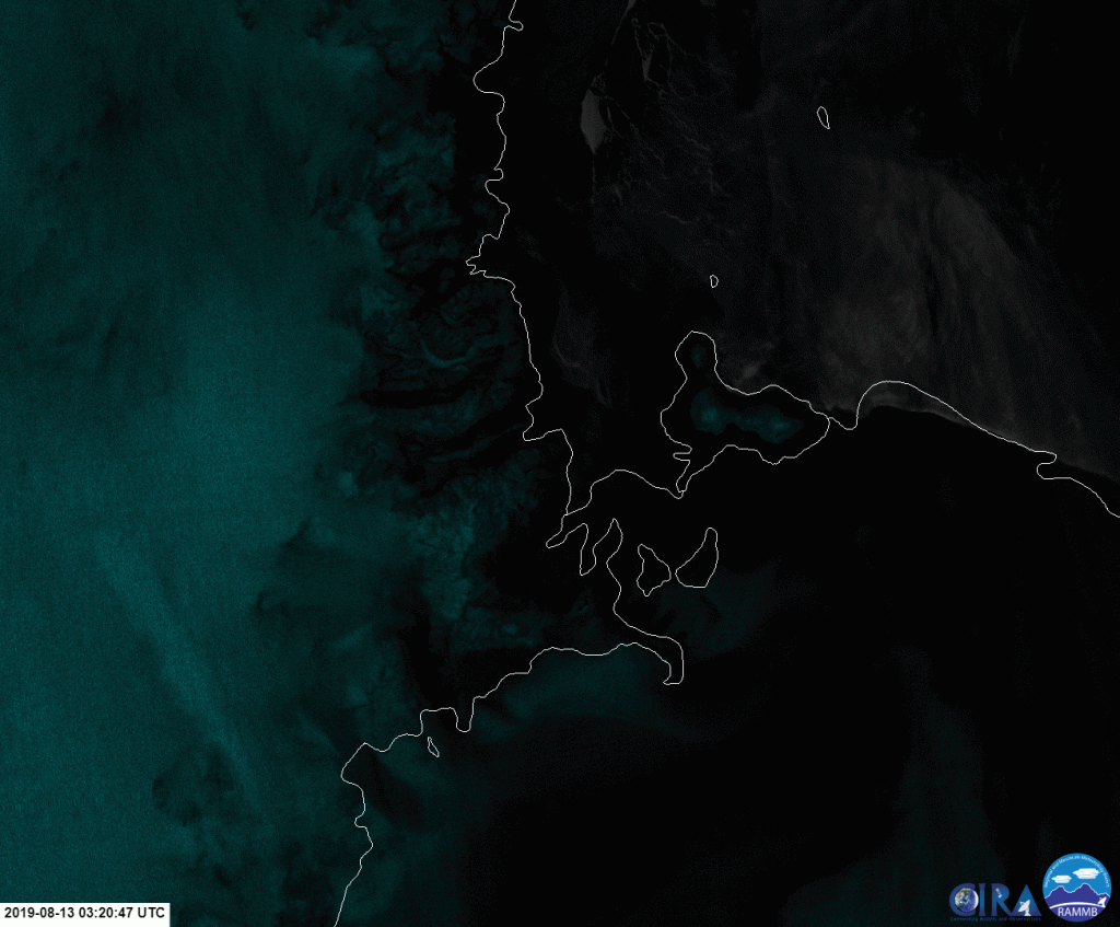 Animation of VIIRS channel I-4 images (13 August 2019)