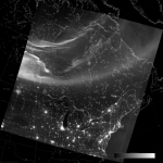 VIIRS DNB image of the aurora borealis, 07:40 UTC 18 March 2015