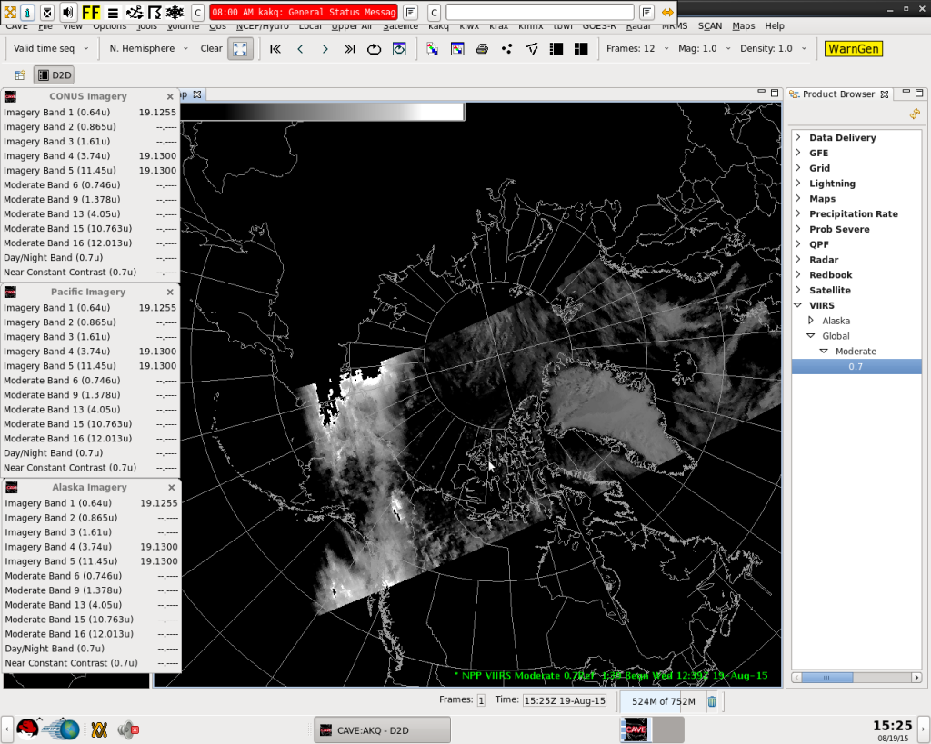 Example NCC image (12:39 UTC 19 August 2015) displayed in AWIPS II