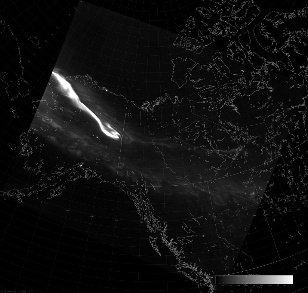 Example VIIRS NCC image (11:32 UTC 22 January 2015) scaled from 0 to 21